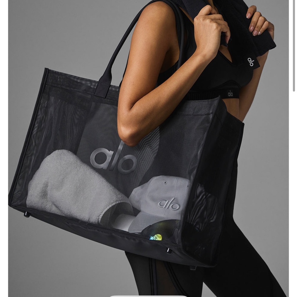ALO Yoga Black Mesh Tote Bag